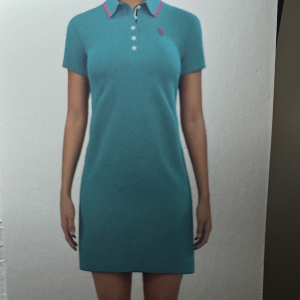 U.S. Polo Assn. Teal Mini Dress with Pink Accents